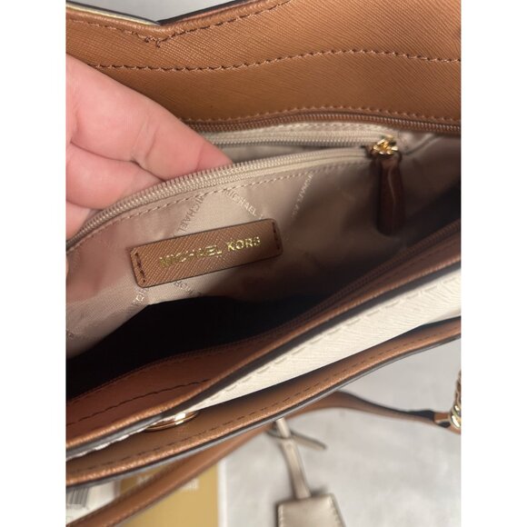 Michael Kors Jet Set Color-Block Saffiano Leather Large Chain Shoulder Tote Bag - Picture 5 of 6